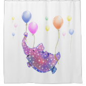 ゾウ飛んでいるシャワーカーカラフルテン シャワーカーテン (正面)