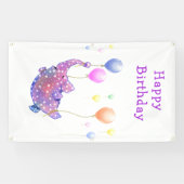 ゾウ飛んでいるンカラフルバルーンハッピーバースデー 横断幕 (横)