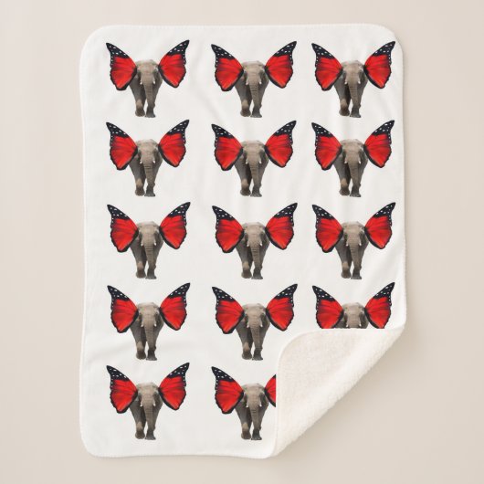 ゾウ飛んでいるンシェルパ毛布 シェルパブランケット (正面)