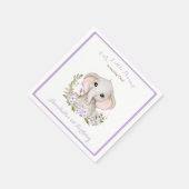 ゾウ1歳の誕生日ガールカスタムエージパープル スタンダードカクテルナプキン (角)