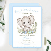 ゾウ1歳の誕生日ボーイ招待状カスタム時代 招待状