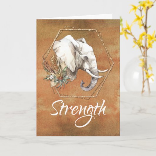 ゾウ12ステップ回復サポートの強度 カード (黄色い花)