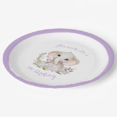 ゾウ1stバースデーガールフローラパープル春 ペーパープレート (アングル)