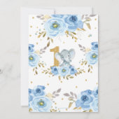 ゾウ1stバースデーブルーフローラボーイ 招待状 (裏面)