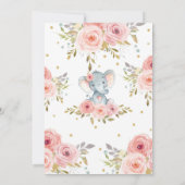 ゾウ1st誕生日招待状ガールピンクフローラ 招待状 (裏面)