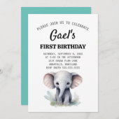 ゾウ1thバースデーボーイ招待状 招待状 (正面/裏面)