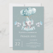 ゾウ1th誕生日招待状 招待状 (正面)