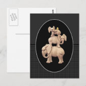 ゾウ3頭とアヒル1頭 ポストカード (正面/裏面)