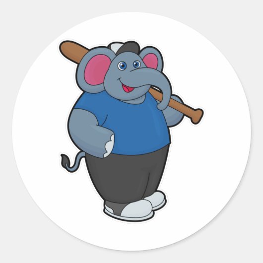 ゾウ・アット・ベースボール・こうもり ラウンドシール (正面)