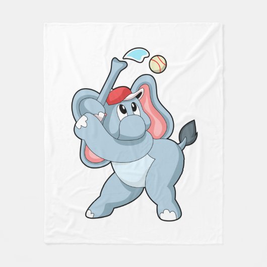 ゾウ・アット・ベースボール フリースブランケット (正面)