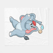 ゾウ・アット・ベースボール フリースブランケット (正面(横))