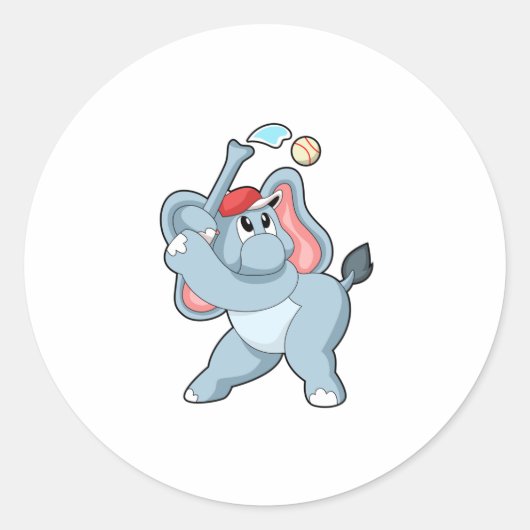 ゾウ・アット・ベースボール ラウンドシール (正面)