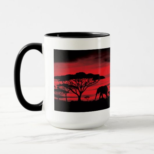 ゾウ・アフリカの夕日 マグカップ (左)