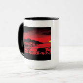 ゾウ・アフリカの夕日 マグカップ (正面左)
