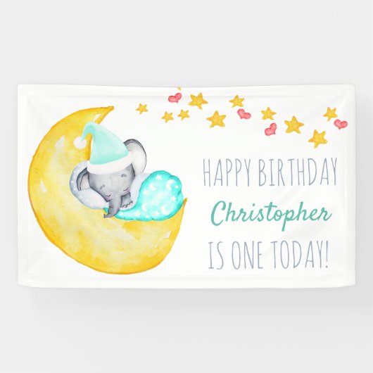 ゾウ・オン・ムーンリトルボーイズ誕生日パーティー 横断幕 (横)