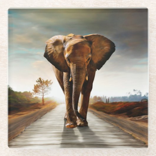 ゾウ ガラスコースター (正面)