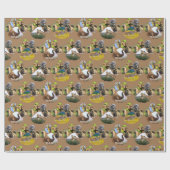 ゾウ、キリン、ゼブラの足跡の包み紙 ラッピングペーパー (フラット)