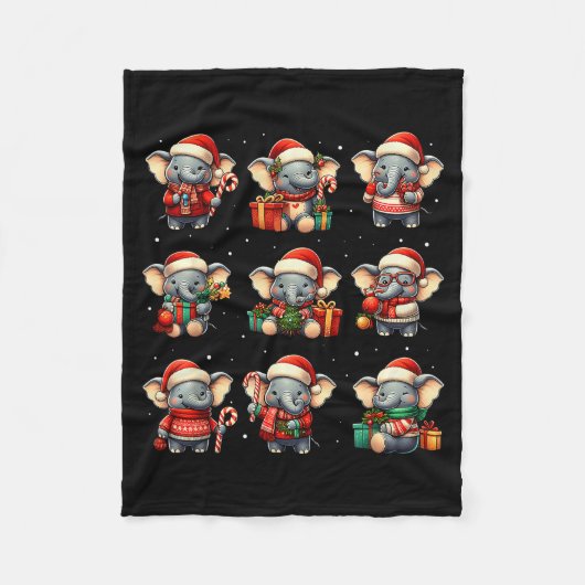 ゾウ クリスマス 面白い パジャマ メンズ 象好き フリースブランケット (正面)