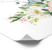 ゾウ，サファリ，ピンクの花，女の子子供部屋 ポスター (角)