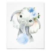 ゾウ、サファリ、ブルーバブルガム、ボーイ子供部屋 フォトプリント            (正面)