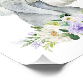 ゾウ、サファリ、紫の花男女兼用、 フォトプリント            (角)