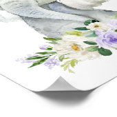 ゾウ、サファリ、紫の花男女兼用、 ポスター (角)