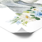 ゾウ，サファリ，青い花，男の子の子供部屋 フォトプリント            (角)