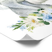 ゾウ，サファリ，青い花，男の子の子供部屋 ポスター (角)