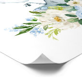 ゾウ，サファリ，青い花，男の子の子供部屋 ポスター (角)