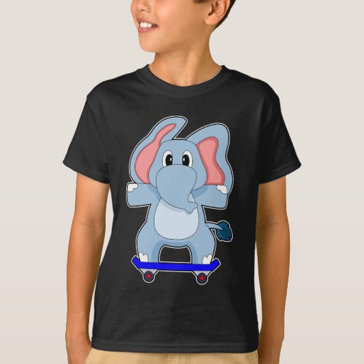 ゾウ スケーター スケートボード スポーツ Tシャツ (正面)