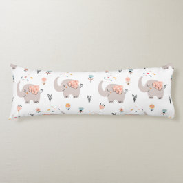 ゾウ、ハート、花 ボディピロー