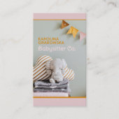 ゾウ、バンティング国旗のベビーシッター 名刺 (正面)