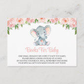 ゾウ、ピンクの水彩花、ベビー用の本 エンクロージャーカード (正面)