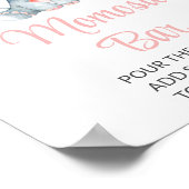 ゾウ、ピンクの花、赤ちゃんシャワー桃佐バー ポスター (角)