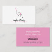 ゾウ ピンクの蝶 かわいい動物 名刺 (正面/裏面)