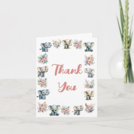 ゾウ&ボホジャングルフラワーズサンキューカード 招待状