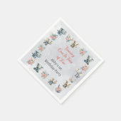 ゾウ&ボーホジャングルの花オングレー誕生日 スタンダードカクテルナプキン (角)