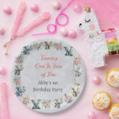 ゾウ&ボーホジャングルの花オングレー誕生日 ペーパープレート (パーティー)