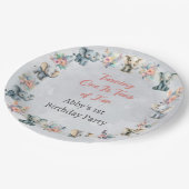 ゾウ&ボーホジャングルの花オングレー誕生日 ペーパープレート (アングル)