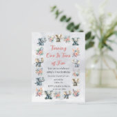 ゾウ&ボーホジャングルの花オングレー誕生日 ポストカード (スタンド正面)