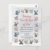 ゾウ&ボーホジャングルの花オングレー誕生日 ポストカード (正面/裏面)