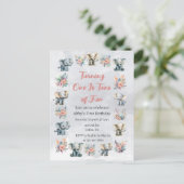 ゾウ&ボーホジャングルの花オングレー誕生日 ポストカード (スタンド正面)