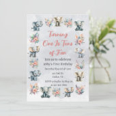 ゾウ&ボーホジャングルの花オングレー誕生日 招待状 (スタンド正面)