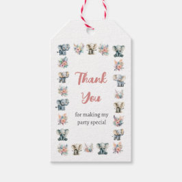 ゾウ&ボーホジャングルフラワーズ誕生日 ギフトタグ