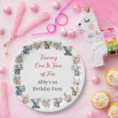 ゾウ&ボーホジャングルフラワーズ誕生日 ペーパープレート (パーティー)