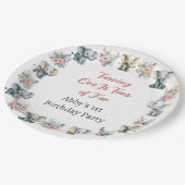 ゾウ&ボーホジャングルフラワーズ誕生日 ペーパープレート (アングル)