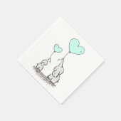 ゾウ |ミントグリーンハートバルーン赤ちゃんシャワー スタンダードカクテルナプキン (角)