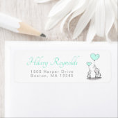 ゾウ |ミントグリーンハートバルーン赤ちゃんシャワー ラベル (インサイチュ)