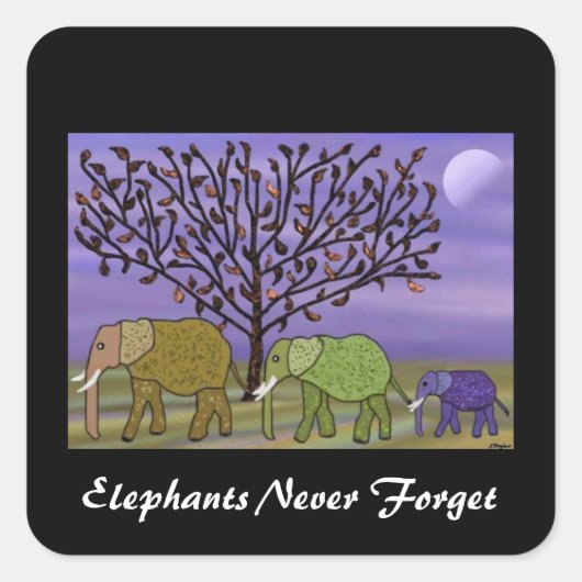 ゾウ・ムーン・ステッカー スクエアシール (正面)