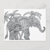 ゾウ　両面　大人の塗り絵　ポストカード　ギフト ポストカード (正面)